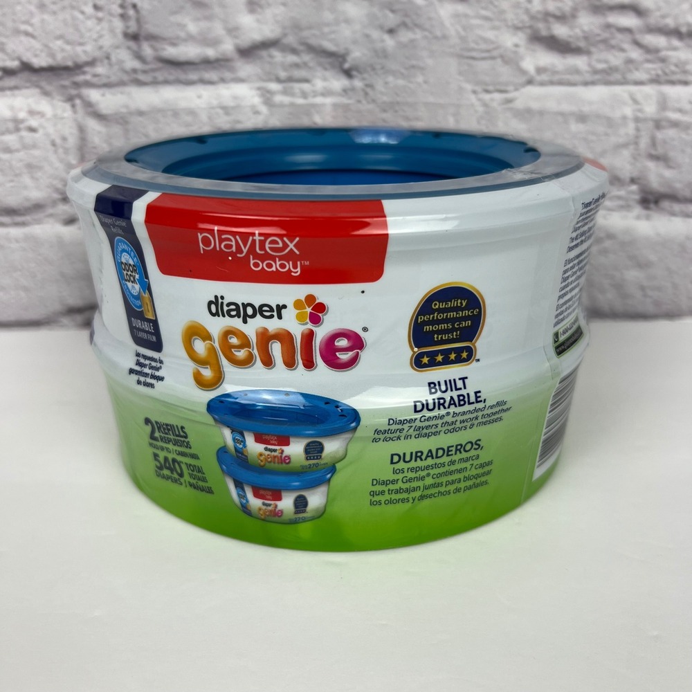 Playtex Baby Diaper Genie 2-Pack Refills 7-Layer Odor Lock Film 540 Count Total